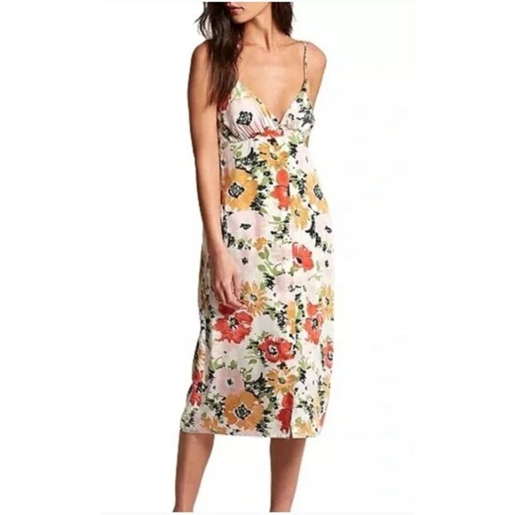 Volcom Dress Women XL 12 Floral Midi Sleeveless Button Front Beach Cottagecore - Picture 1 of 10